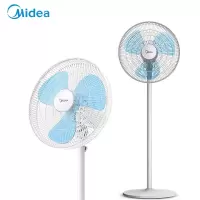 美的(Midea)落地扇家用摇头台扇宿舍立式三叶机械式美的电风扇落地扇风扇落地扇宿舍学生用安静循环 三叶白色款