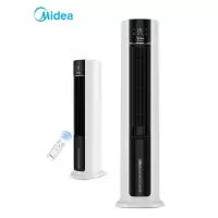 美的空调扇制冷器冷风机家用小型单冷移动塔式空调风扇遥控冷风扇 黑+白