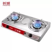 长城(changcheng)燃气灶台式单灶双灶天然气灶煤气灶不锈钢灶 大火力节能家用炉灶 [标配]不锈钢台式双灶 天然气