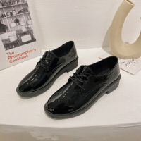 述雅英伦风小皮鞋女2021新款韩版百搭软皮黑色休闲鞋系带学生春秋单鞋