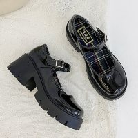 述雅小皮鞋女英伦高跟lolita鞋2021新款jk鞋粗跟厚底单鞋复古玛丽珍鞋