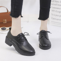 述雅沐琹上班工作鞋女秋冬小黑鞋舒适软底女士单鞋黑色工装鞋职业平底皮鞋