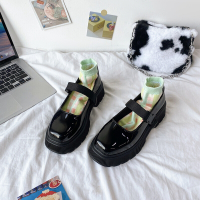 述雅2021新款复古玛丽珍鞋女jk制服中跟单鞋学院风日系厚底黑色小皮鞋