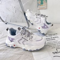 述雅老爹鞋女ins潮2021春网面透气运动鞋厚底显脚小橡胶软底休闲女鞋