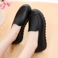 述雅肯德基工作鞋平底软底防滑防水防油女鞋中餐厅黑皮鞋厨房鞋子餐饮