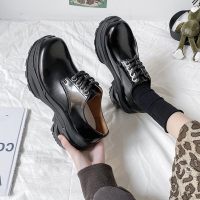 述雅防水台2021春秋复古厚底英伦学院风单鞋日系松糕鞋系带小皮鞋女潮