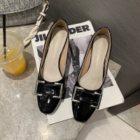 述雅高跟鞋女2021春季新款细跟百搭小方头中跟单鞋网红法式少女工作鞋