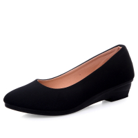 述雅老北京布鞋女单鞋舒适软底上班酒店通勤低跟坡跟女黑色工作鞋