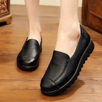 述雅肯德基工作鞋女士黑色皮鞋麦当劳舒适软底平底餐厅上班鞋女鞋