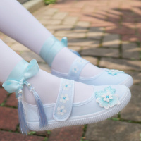 述雅古装汉服鞋子古风儿童绣花女童古代老北京中国风女宝宝布鞋汉元素