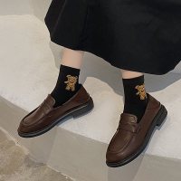 述雅英伦风小皮鞋女软皮2021春季新款黑色复古搭配正装一脚蹬制服单鞋