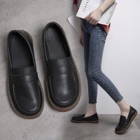 述雅肯德基工作鞋女平底软底防水防油女鞋中餐厅黑色皮鞋厨房餐饮