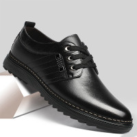 春季透气商务休闲鞋全黑色工装皮鞋38码男鞋男士工作鞋子防滑耐磨