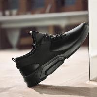 春季工作鞋全黑色男鞋软底软面皮鞋防滑运动休闲鞋子防水工作鞋子