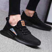 春网鞋透气网面鞋黑色网布运动跑步休闲鞋软底防臭百搭韩版男鞋子