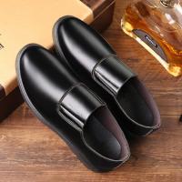 黑色皮鞋圆头商务休闲鞋正装英伦风套脚一脚蹬面试工作上班男鞋子