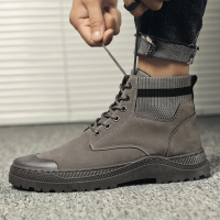 加绒保暖棉鞋男中高帮马丁靴男士工装短靴子百搭雪地靴防水防滑潮