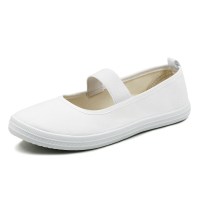 白色松紧带护士鞋平底鞋女式小白鞋防滑工作鞋舒适软底芭蕾士