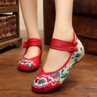 老北京布鞋女平底民族风绣花鞋单鞋坡跟大码中老年妈妈广场舞蹈鞋