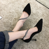 高跟鞋女细跟2021春季新款法式少女水钻纯色绑带百搭网红单鞋潮