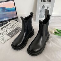 桔宿罗马短靴女2021秋季新百搭厚底增高小个子复古英伦风网红切尔西靴