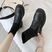 桔宿小短靴女春秋单靴2021年新款英伦风瘦瘦鞋秋季马丁靴子袜靴小皮鞋