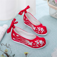 汉服鞋子女古风汉元素中国风古装原创低跟翘头履老北京布鞋绣花鞋