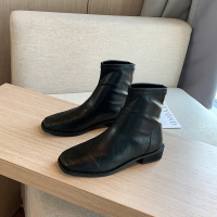 桔宿切尔西靴女2021春秋新款方头粗跟套筒短靴网红百搭英伦风马丁靴潮