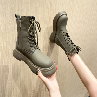 桔宿马丁靴女2021年新款靴子厚底女靴春秋单靴黑色短筒英伦风系带短靴