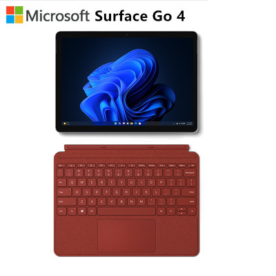 微软surface Go4二合一平板电脑笔记本10.5英寸Win11 N200-8G+64G 标配带波比红键盘 亮铂金 人脸识别 学生平板 轻薄笔记本