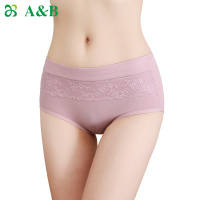 ab内裤女[3条装]蕾丝中高腰弹力棉角女裤ab内衣旗舰店0116