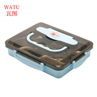 瓦图(WATU) 五格不锈钢饭盒 保温隔热便当盒 学生成人自带便携餐盒 31*25*6cm 1个装