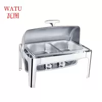 瓦图 加厚不锈钢 自助餐炉 酒店餐具 方形保温炉 翻盖 可视盖双格加深13.5升