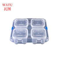 瓦图 塑料保鲜盒长方形 冰箱收纳盒 透明 带扣保鲜盒 85*85*55 1个装