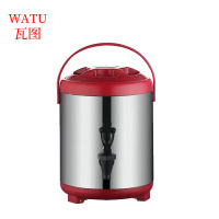 瓦图 不锈钢奶茶桶保温桶 豆浆桶 大容量 无表红色/黑色 6L 1个装