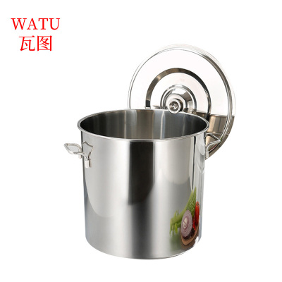 瓦图 电磁炉用 不锈钢复合底汤桶 35cm *35cm 圆桶带盖汤锅 1个装