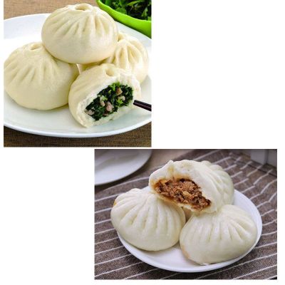 大包子早餐青菜包鲜猪肉包梅干菜素菜包家庭酒店速冻点心馒头 青菜包1袋+鲜肉包1袋(共16只)