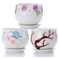 花盆 陶瓷大号带托盘 多肉花盆室内创意小花盆清仓瓷花盆