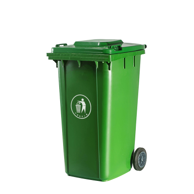 卡质 垃圾桶分类垃圾桶塑料垃圾桶户外室内果皮箱塑料四色带轮脚踏式餐厨环卫垃圾车 100L加厚中间脚
