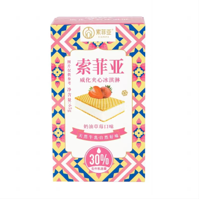 索菲亚威化夹心草莓口味65g/盒(20盒/箱)