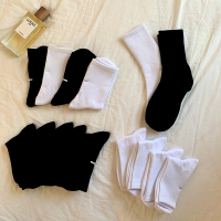 袜子女中筒袜纯棉2020秋冬全棉纯色加厚保暖黑色长筒袜学生ins冬