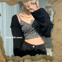 复古豹纹小吊带背心设计感小众外穿内搭女春季打底短款夏上衣ins