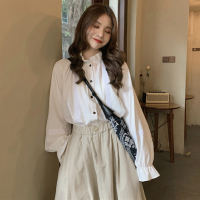 法式复古灯笼袖白衬衫早春穿搭衣服女设计感小众春季2021新款衬衣