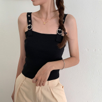 黑色网红小吊带背心女日系外穿内搭打底美背针织衫上衣ins潮
