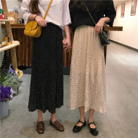 春装女装2021新款韩版宽松波点雪纺半身裙女中长款碎花鱼尾裙子潮