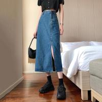 牛仔半身裙女春装2021新款设计感小众轻熟中长款高腰显瘦a字裙子