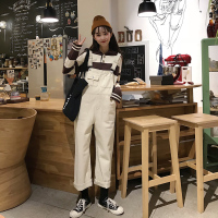 宽松显瘦牛仔背带裤女2021春夏新款休闲百搭直筒裤阔腿裤长裤子潮