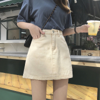 韩版百搭基础款纯色牛仔A字短裙春季新款女装高腰显瘦学生半身裙