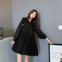 2021新款春秋大码女装胖妹妹黑色连衣裙韩版宽松设计感小众衬衫裙