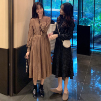 韩版女装2021新款春季收腰显瘦大码裙子洋气质碎花雪纺优雅连衣裙